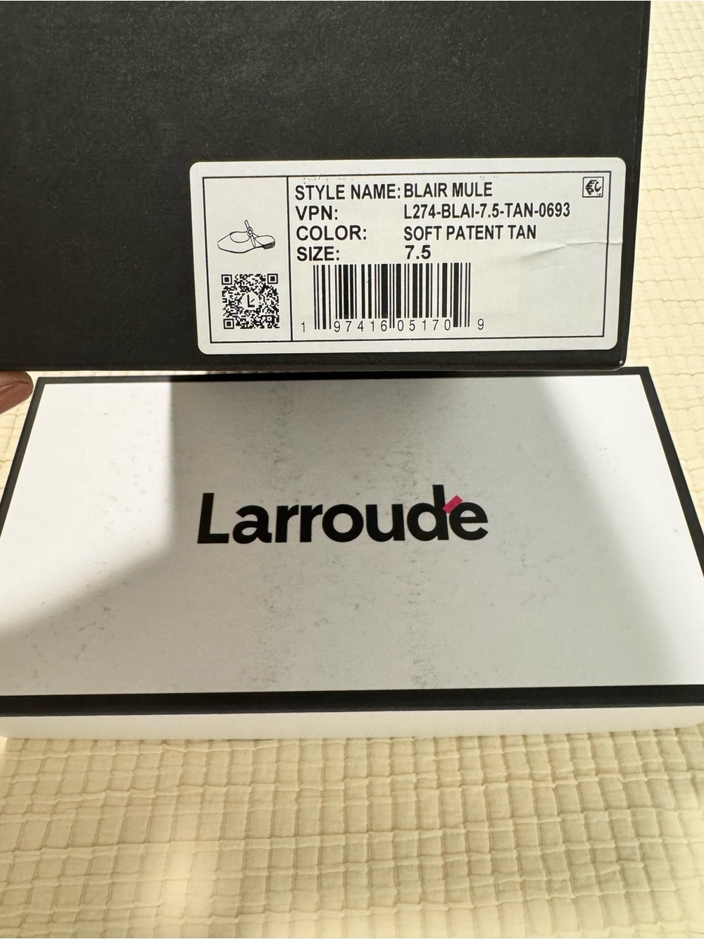 Larroudé Blair Mule - Soft Patent Tan (Size 7.5)